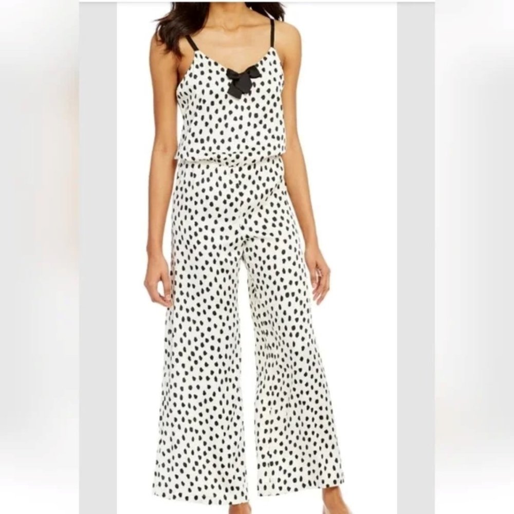 Kate Spade | New w/ Tags | Classic Dot & Bow Satin Lounge Jumpsuit | Size S